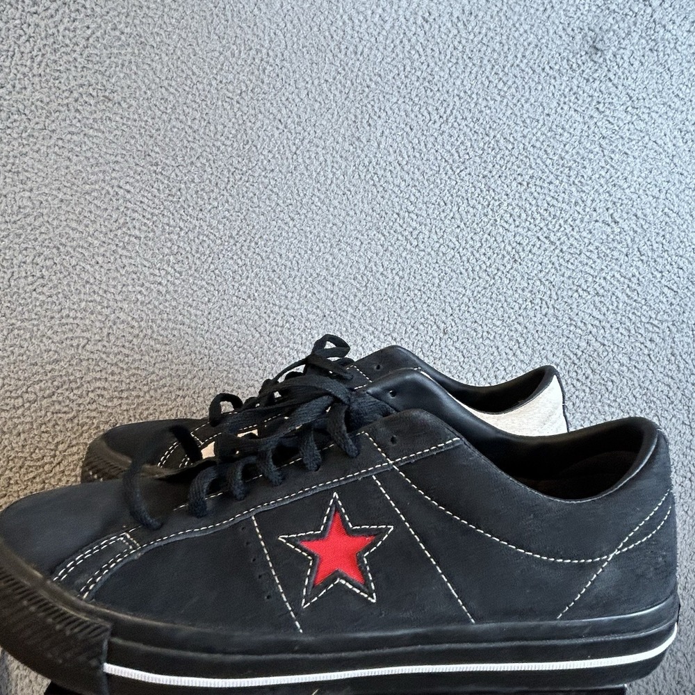 Converse Custom One Star Black/Red Beige Suede Leather Men's 12 / Women's 13.5